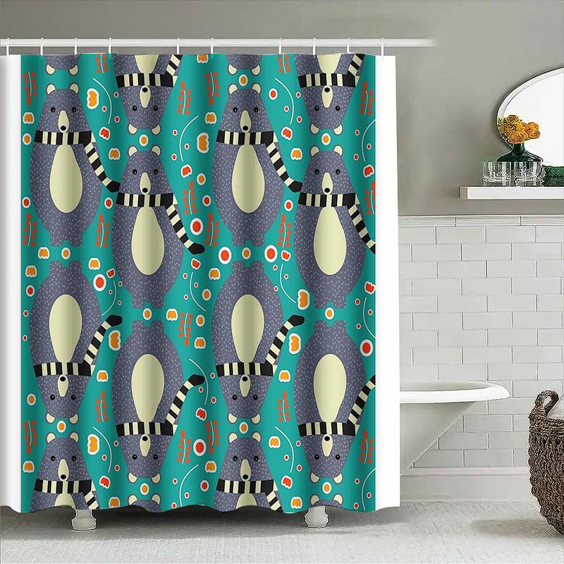 Cute Animal Shower Curtain Woodland Forest Wildlife Bathroom Decor Nature Backdrop Washable Waterproof Fabric