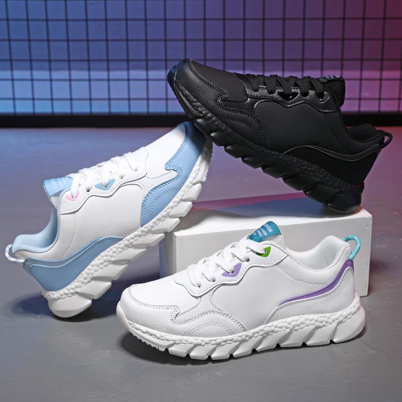 New Leather Waterproof Running Shoes Women's Shock Absorption Ultra-light Casual Shoes Flat Sneakers