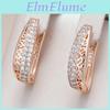 Rose Hoop Gold Color Trendy Earrings For Women Luxury Natural Zircon Accessories Vintage Bride Wedding Jewelry