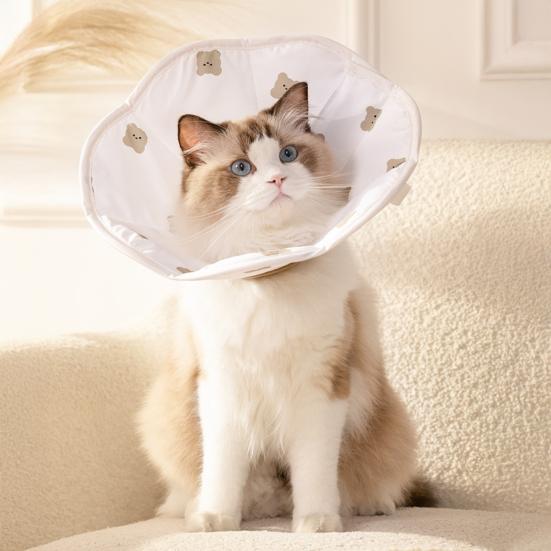 Pet Cone Collar Waterproof Cat Recovery Collar Cute Bear Print Soft Recovery Cone