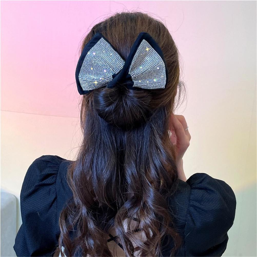 Fashion Ladies Headband Sequined Bow Tie Meatball Headdress