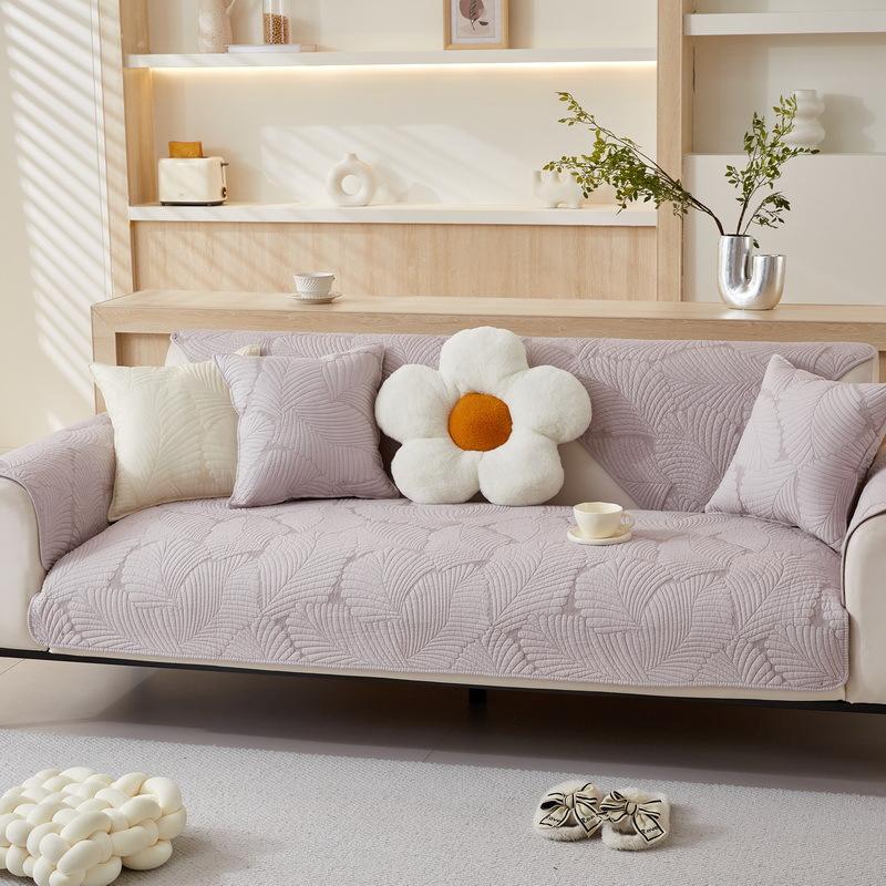 Nordic Simple Solid Color Sofa Cushion Four Seasons Pure Cotton Fabric Non-Slip Cotton Seat Cushion Universal Modern Sofa Cover Towel