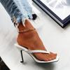 Fashion Stylish Women's Heel Flip Flops Black High Heels White Sandals Women Mules Slippers Ladies Summer Shoes 36-42 Calzado Mujer