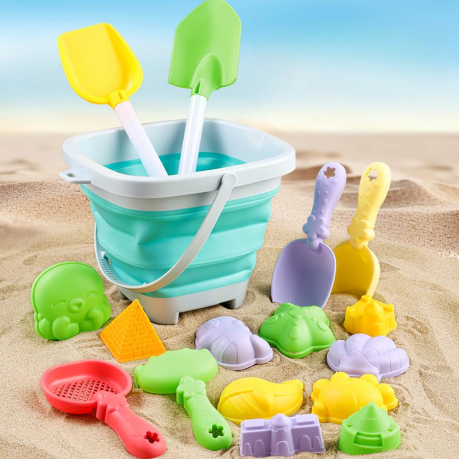 Children's Sand Digging Toy Set Beach Play Water And Sand Folding Bucket Shovel Mold Summer Gift Random Colors Styles