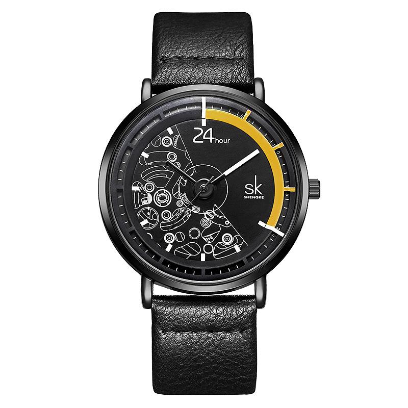 SK Men s Creative Waterproof Comic Leather Strap Watch - Model 9004