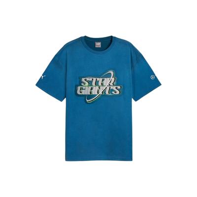 Mercedes-AMG Petronas Embossed Letter Pattern Loose Round Neck Short Sleeve T-Shirt Men Tops Blue 623736-07