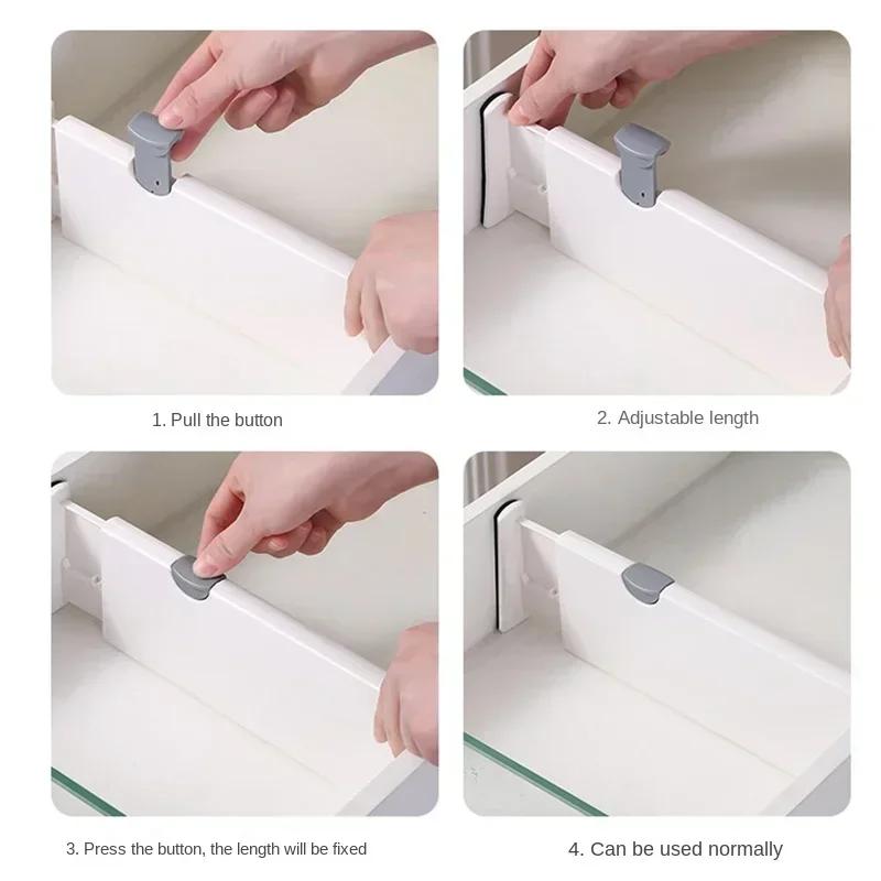 4 Pack Drawer Dividers Organizer Adjustable Storage Retractable Drawer Partition Holder Household Clapboard Kitchen Organizer