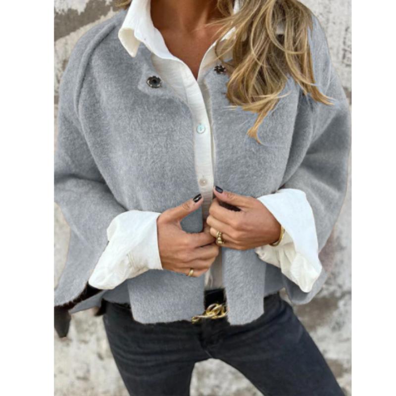 Spring and Autumn Thin Section Loose Short Cashmere Jacket Coat Women   Cashmere Warm Casual Long-sleeve Jacket Fashion Single Buckle Coats