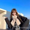 Women Plush Scarf Winter Windproof Warm Simple Solid Color Cross Neckerchief For Winter Coat Dress