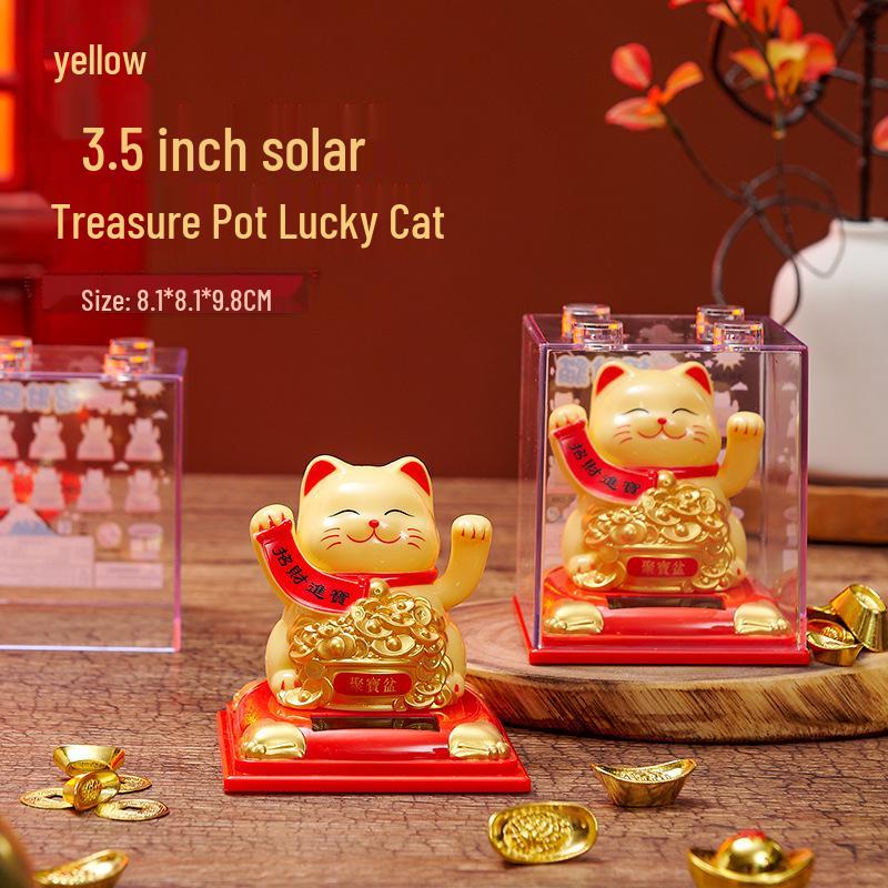 Solar-Powered Lion Dance Ornament: Chinese-Style Wealth-Attracting Car Decoration, Creative New Year Gift