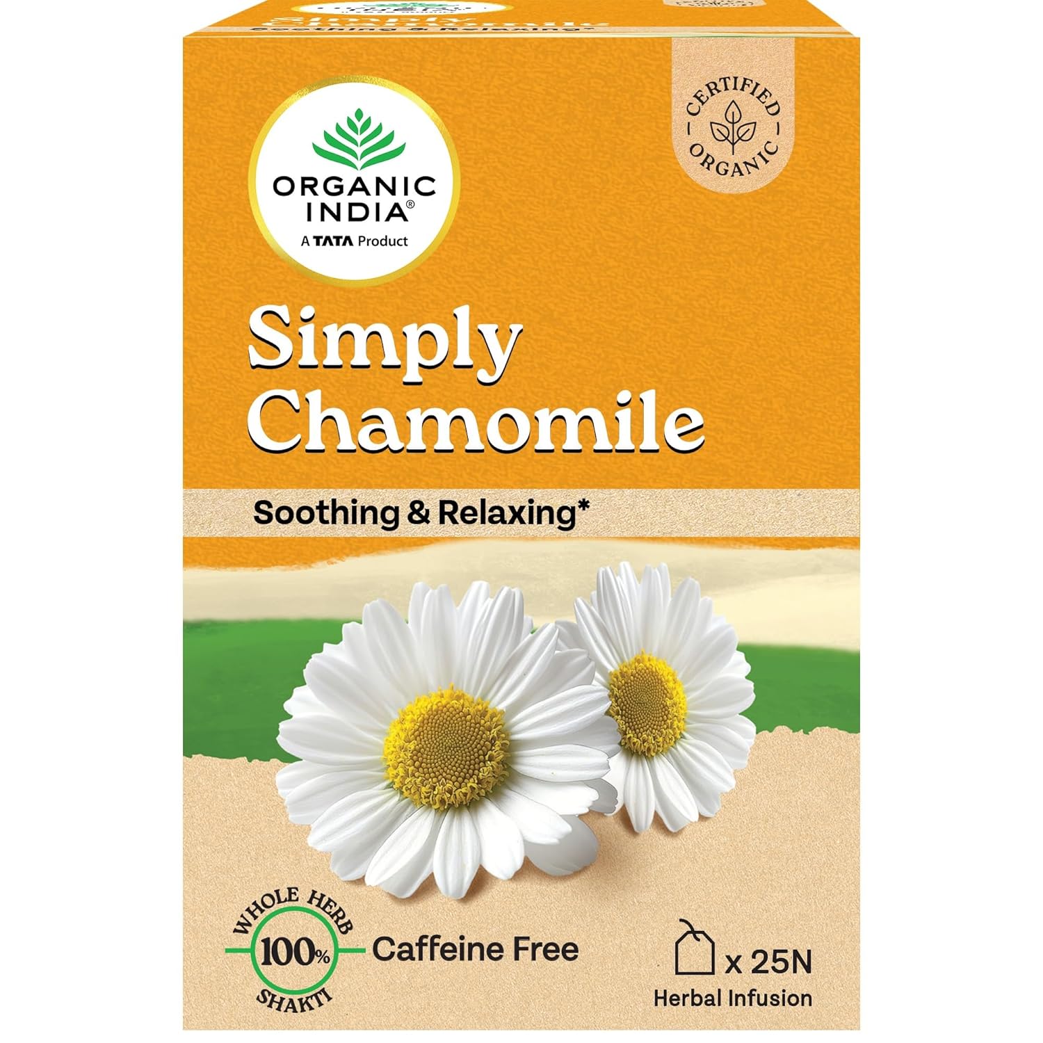 

Organic India Simply Chamomile Herbal Tea Bags For Calm Relaxation And Soothing 25 Bags For Bedtime Comfort (25NX1.6G)