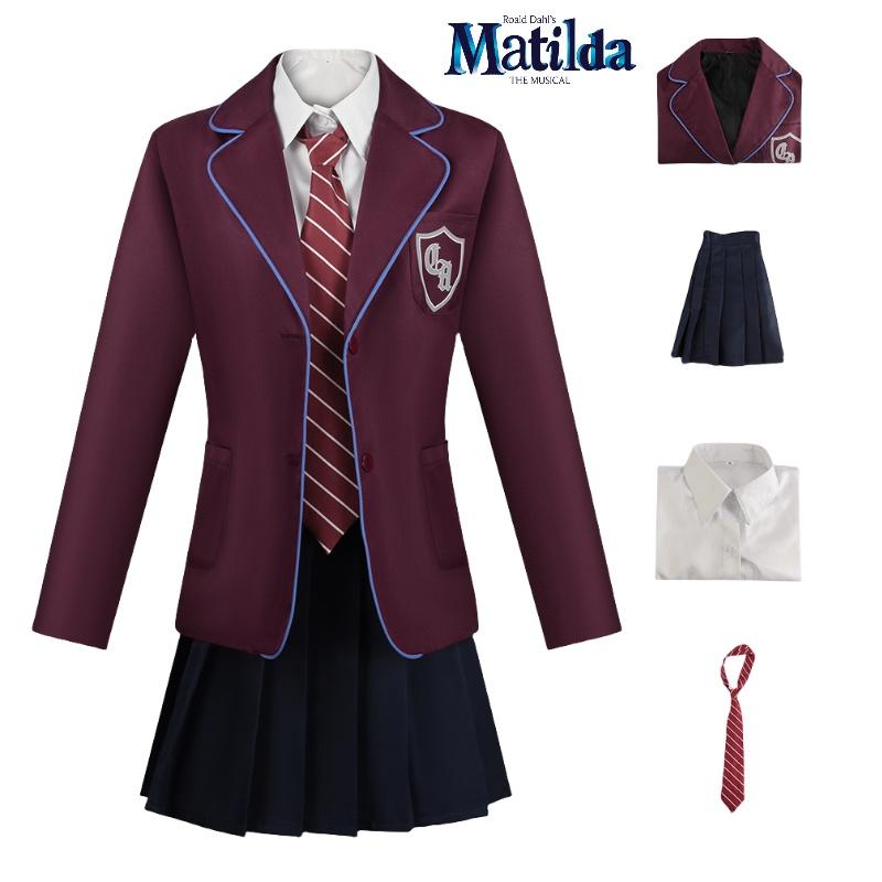 Cosplay Costume Matilda Purple School Uniform Dress Halloween Party Prop Gifts