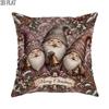 2D Flat 1pc Winter Holiday Xmas Vintage Gnomes Throw Pillow Covers Brown Pillowcases One-Sided Printing Without Pillow Inserts Sofa Bed Decor for Bedr
