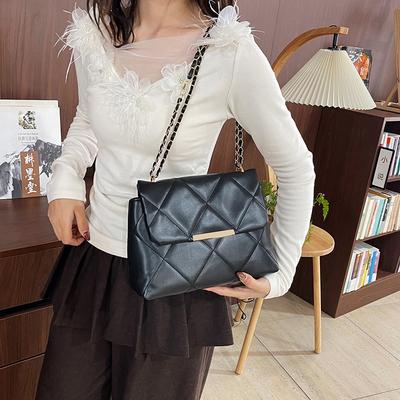 Rhombus Embroidery Thread Chain Bag 2026 New Commuter Small Fragrant Wind Simple Messenger Bag Large Capacity Fashion Shoulder Bag