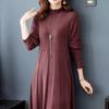 Vestido de Punto Midi Vestido Suéter de Color Sólido para Mujer Vestido Suéter de Punto hasta la Rodilla para Otoño e Invierno para Mujer Jersey