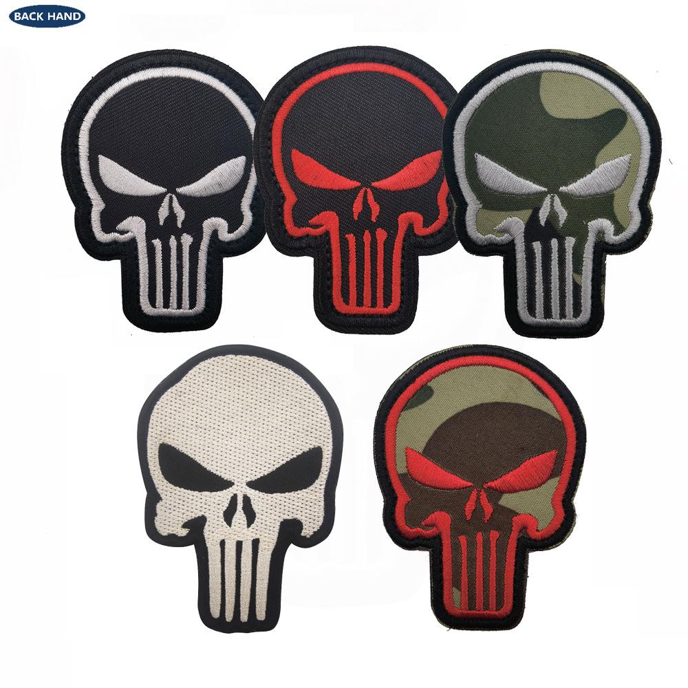 Outdoor Skull Embroidery Patch with Velcro for Backpack or Armband