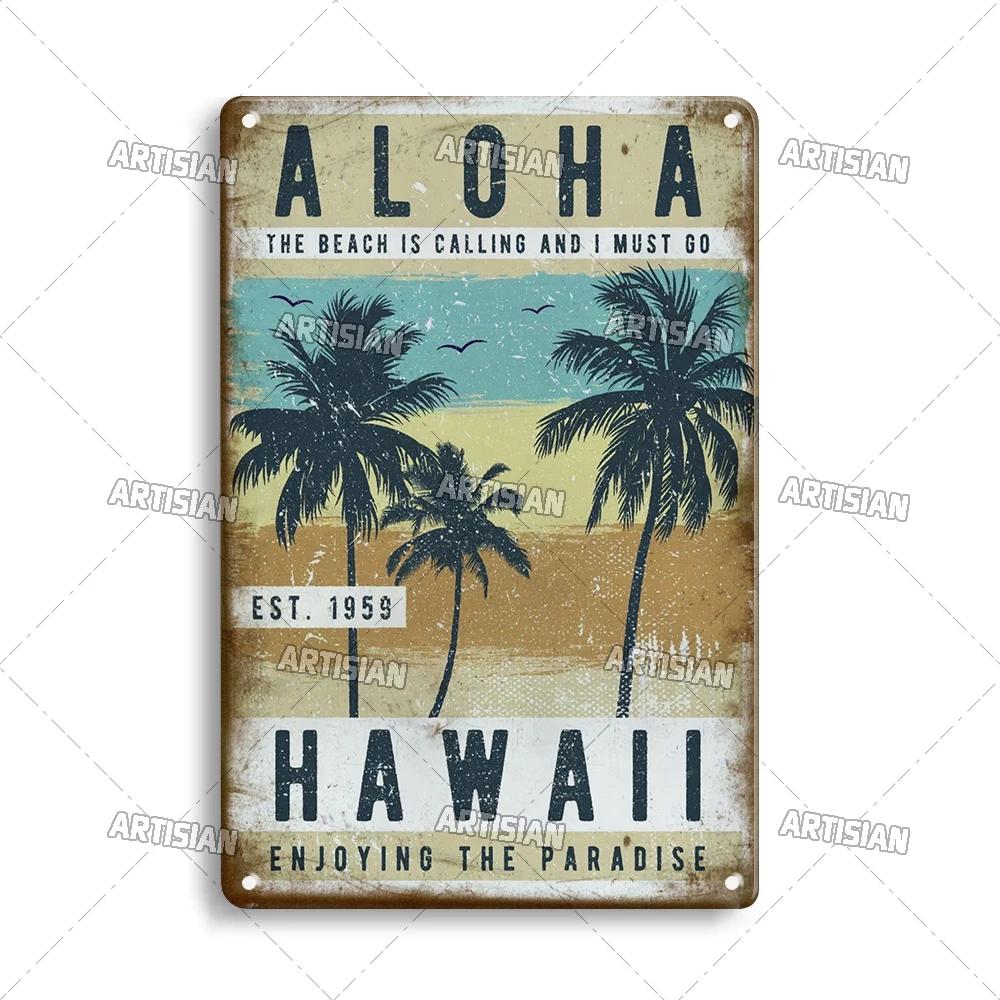 RetroTikiBarSign Retro Tiki Bar Metal Tin Sign - Vintage Hawaii Decorative Plate, Home/Garage/Cafe Wall Plaque