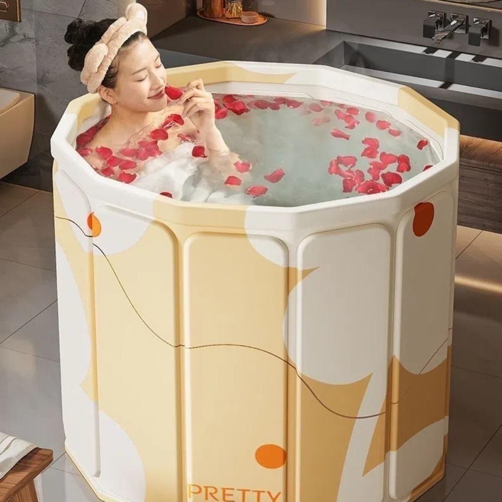 Round Enlarged Foldable Bath Tub Full Body Bath Bucket Portable Portable Bathtub Household