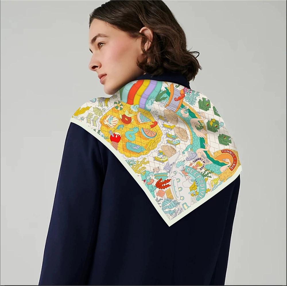 Marine Printing Triangle Scarf Shawl Hijabs Luxury Women Triangle Bandana Foulard Neckerchief For Ladies