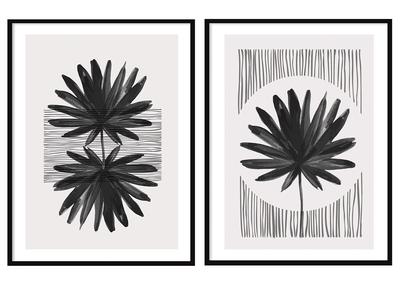 Picture Posters In a Frame 53x73cm Diptych Set of 2 Pictures Boho Leaves P2064