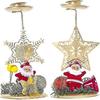 Christmas Candle Holder Centerpiece, Santa Claus Gold Candlesticks Holders For Table Decoration (2 Pcs)