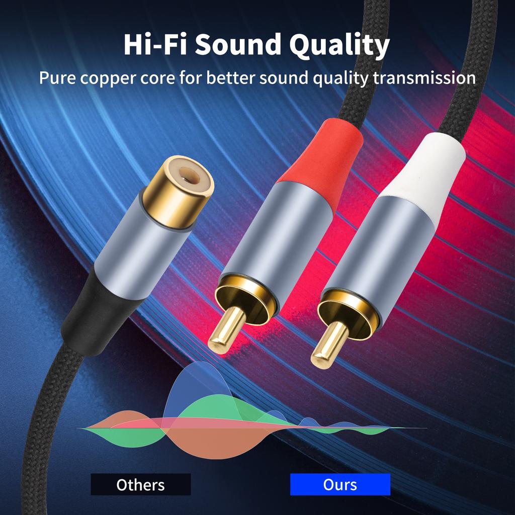 RCAs Y Splitter Cable RCAs 1 Female Plugs To 2 Male Jacks Adapters Stereo Sound Cable Cord for TV Subwoofer Amplifiers Speaker