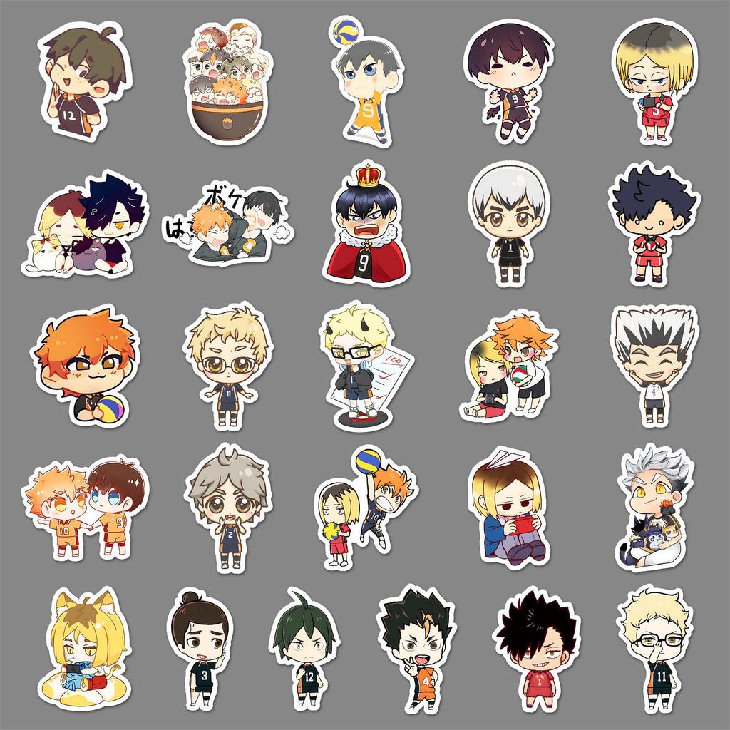 51-Piece Haikyuu!! Chibi Stickers Set: Kageyama, Notebook, Planner, Anime Manga Stationery