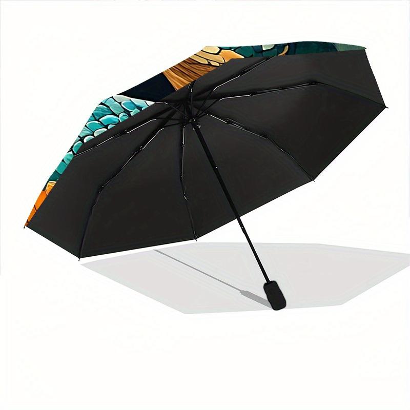 1pc Snake Jungle Automatic Open/close Folding Compact Umbrella, 8-Rib Sturdy Canopy, Lightweight Portable, Everyday Use, Gift, Outdoor Umbrella, Trave