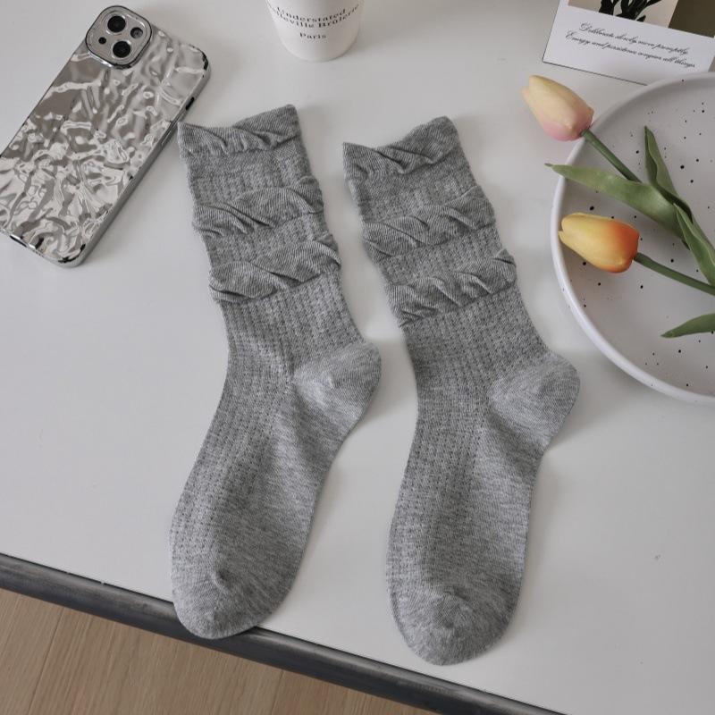 Ladies Spring and Summer Thin Pure Wind Pure Color Boneless Anti Ball Mesh Eyes Leg Long Leg Pile Socks