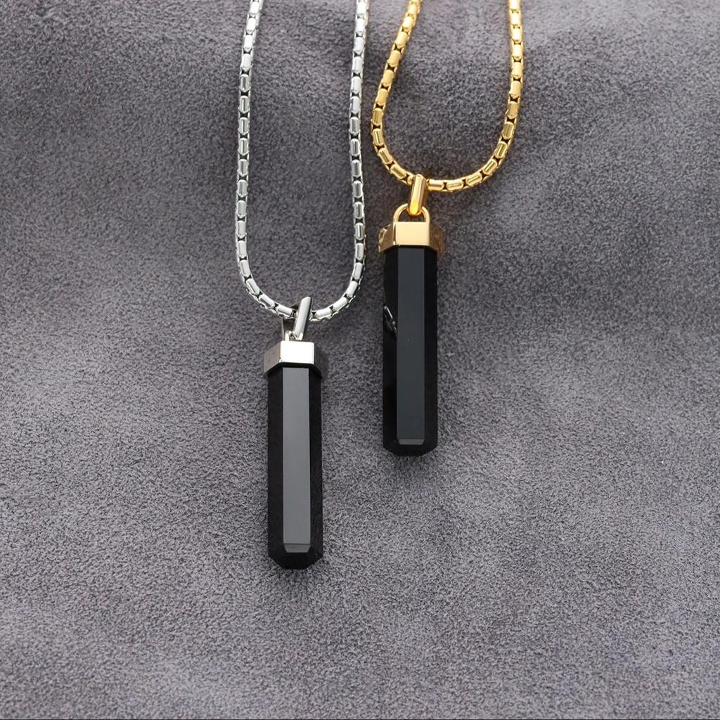 Chamica High Quality Onyx Classic Men's Daily Stainless Steel Necklace Fine Jewelry