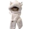 Women's Winter Hat Scarf One-piece New Deer Hooded Cycling Thick Plush Three Piece Set