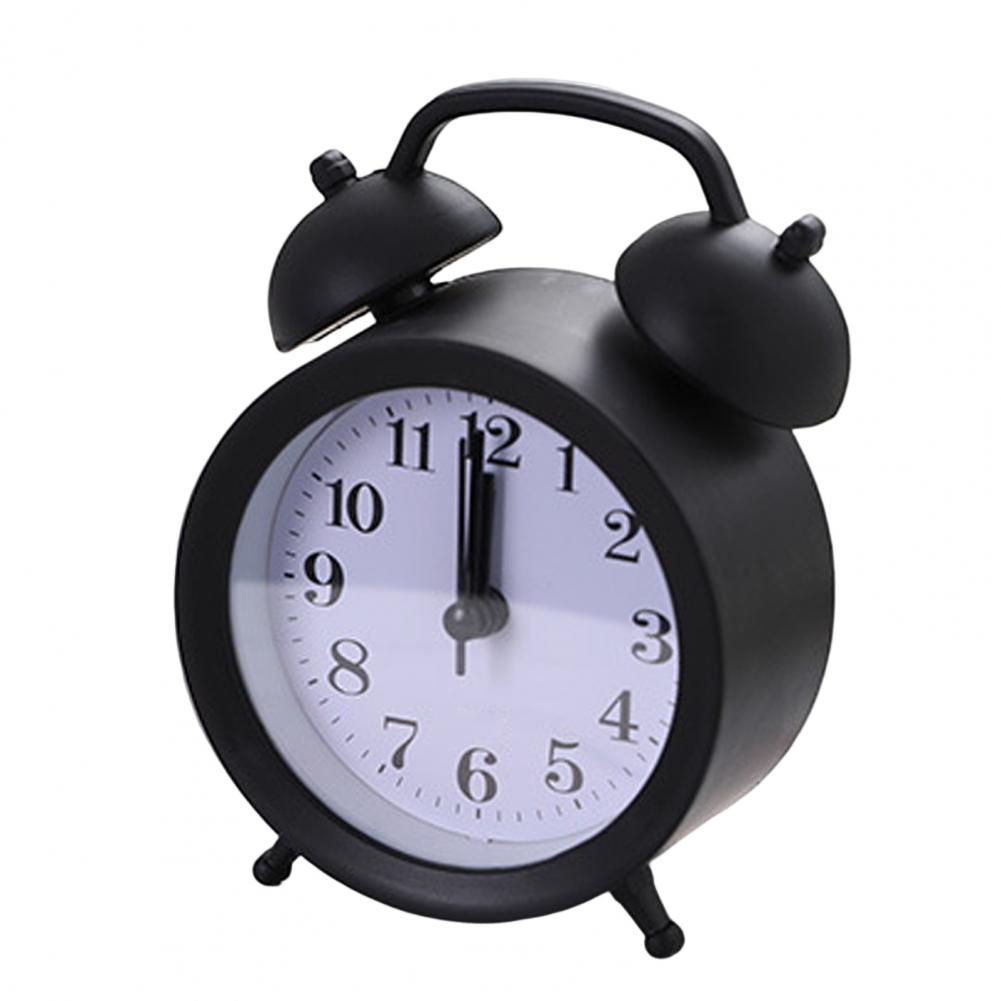 שעון פעמון כפול מדוייק שעון מעורר מופעל על סוללה אנלוגי מיני עגול שולחן כתיבה ליד המיטה שעון מעורר חמוד לילדים מתנה