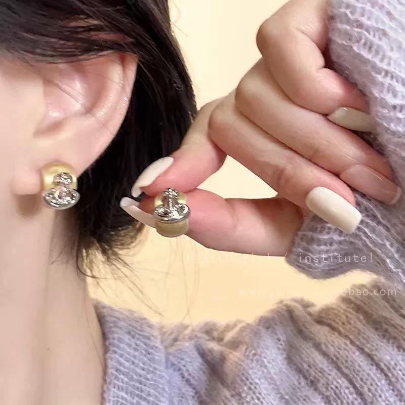 Zircon Metal Studs & Pearl Bow Earrings - High-End, Versatile Statement
