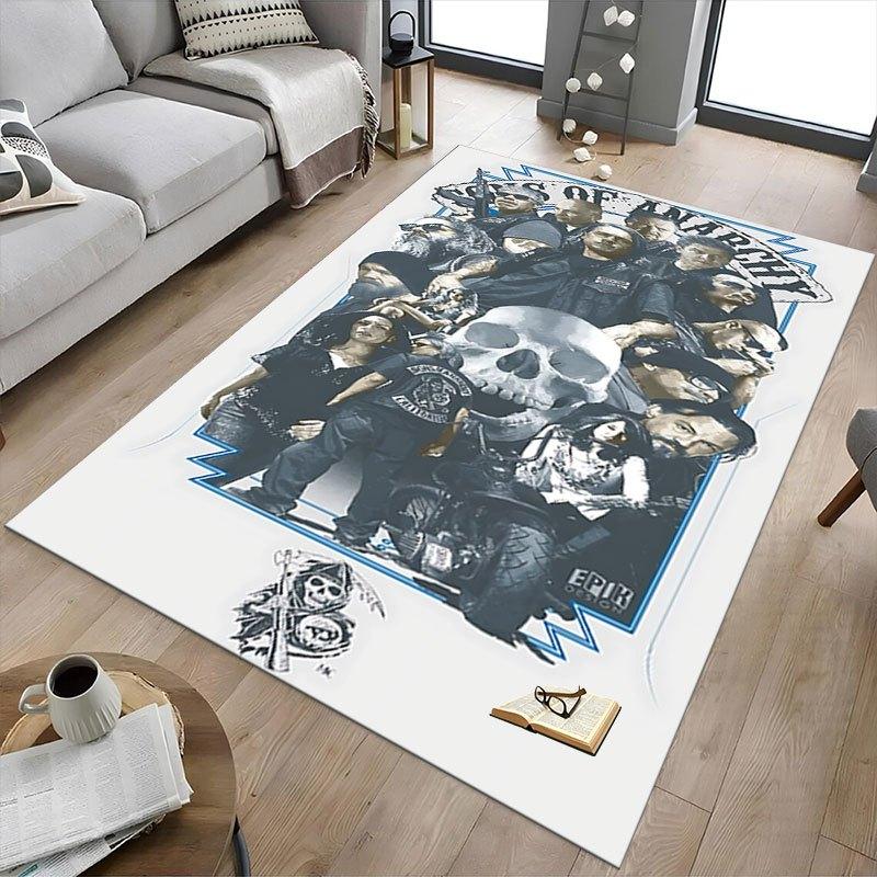 1pc Sons of Anarchy Themed Office Carpet Chair Mats - Durable Polyester Rug for Home Theater, Office, Dorm Room Decor - tA41
