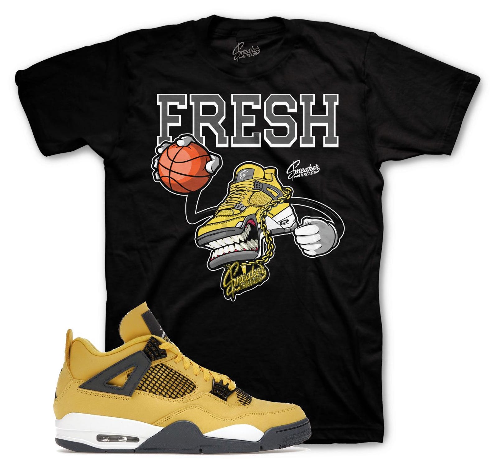 Shirts To Match Retro 4 Lightning Tour Yellow Sneakers - Fly Kicks Tees 2XL