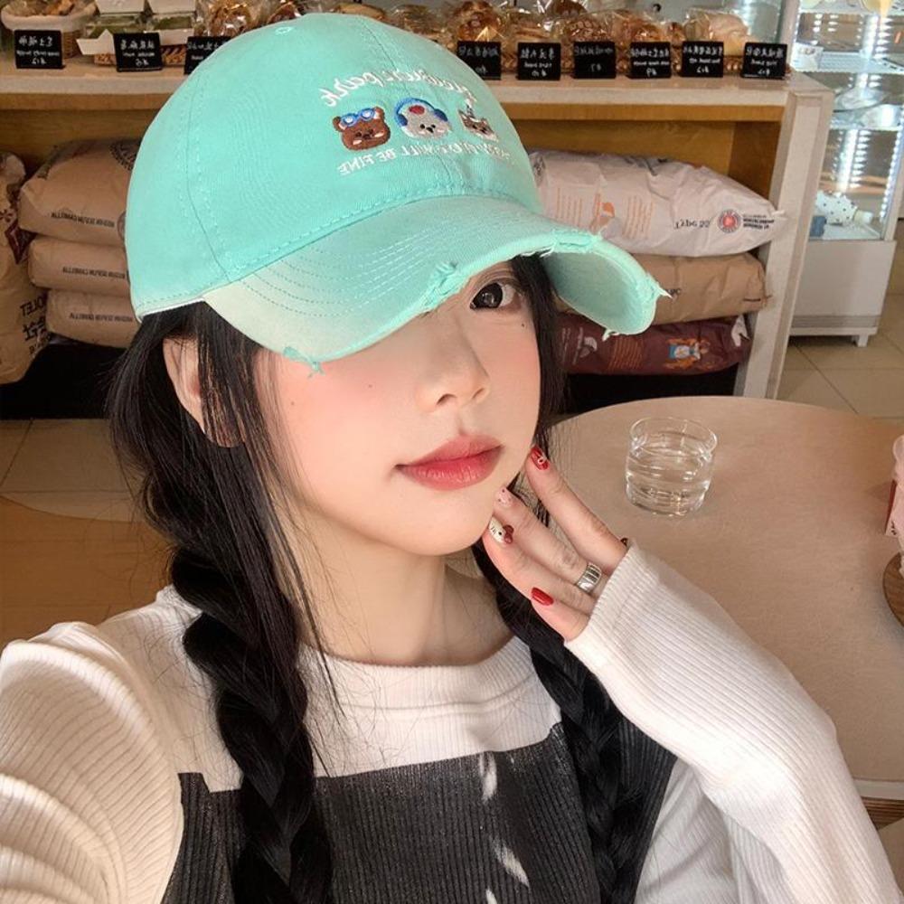 Cotton Embroidered Letter Hat Sunscreen Puppy Cap Versatile Baseball Cap  Street