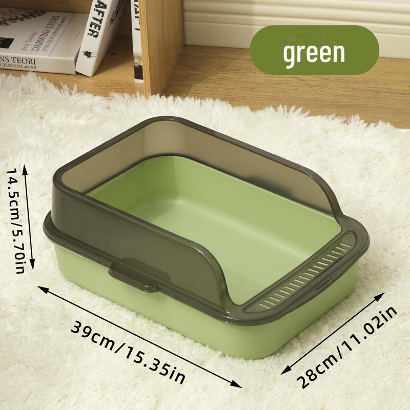 Large Semi-Enclosed Cat Litter Box with Anti-Splash Design and Shovel