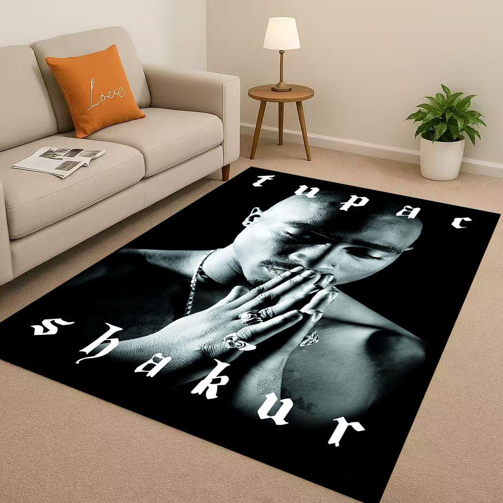 3D Klasický Rap Tupac 2pac Hip-Hop Hudba Rapper Obývací pokoj Protiskluzový Koberec pro Ložnici Hernu Pohovku, Domácí Dekorace Rohožka