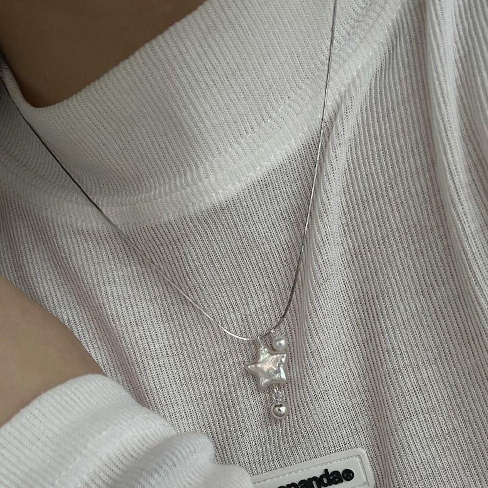 

Pearl Girl Gift Titanium Steel Korean Style Necklace Women Y2k Necklace Fashion Jewelry Girl Choker A