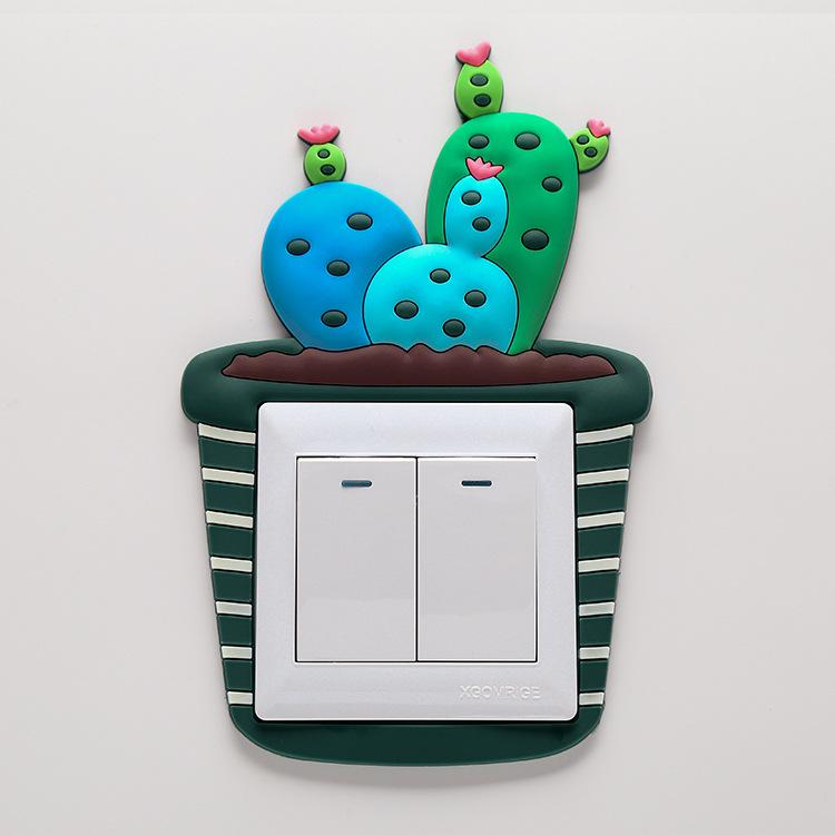 Cartoon Fluorescent Switch Sticker Cover Room Decor Moon Stars Sticker Switch Sticker Luminous Switch Outlet Affiche Decoration cactus