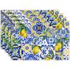 Sottopiatto Piastrelle Gialle Limone Estate Giallo Limone Foglie Blu Ceramica Stile Rustico Sottopiatti per Festa Cucina Tavolo da Pranzo