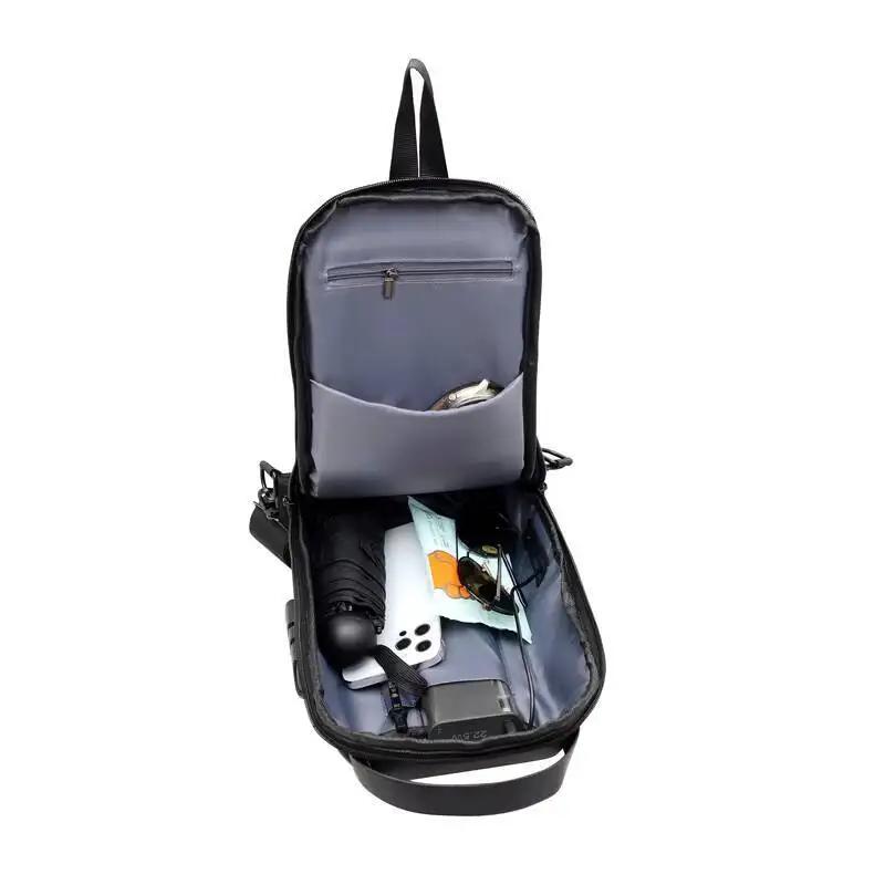 Men's Waist Packs Chest Bag Lightweight Usb Charger Port Waterproof Small Fanny Bag Anti-theft Password Lock Men's Shoulder Bag