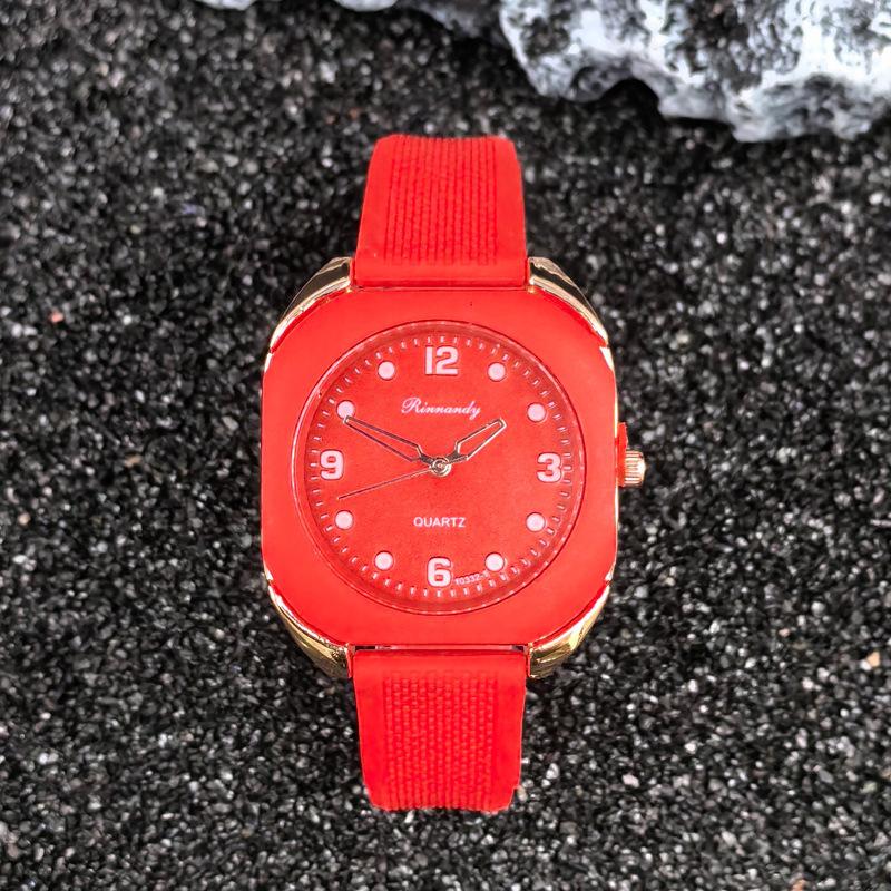 Женские часы JYL Конфетный цвет Металлический ободок Силиконовый ремешок Red кислотные зеленого