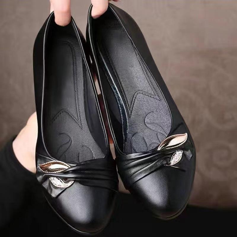 Casual schoenen zacht leer zachte zool comfortabele midden damesschoenen lente en herfst platte zool slijtvast waterdicht enkellaarsjes oma