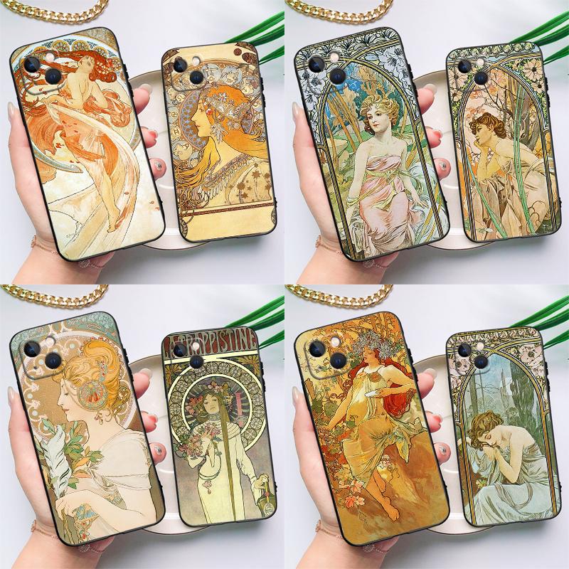 Alphonse Mucha Painted Case For Samsung Galaxy A16 A26 A36 A56 A15 A17 A55 A35 A32 A52 A13 A33 A53 A14 A34 A54 A06