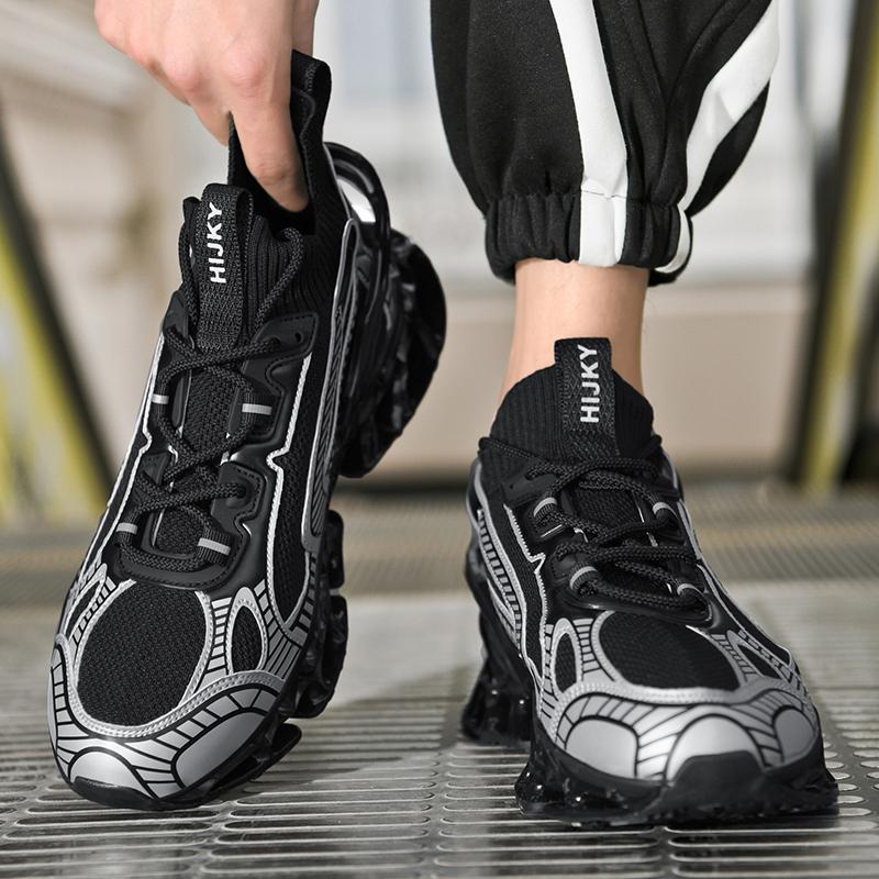 Men's Trendy Color Block Chinese Landscape Lace Up Blade Sneakers With Assorted Colors, Casual Outdoor Walking Shoes