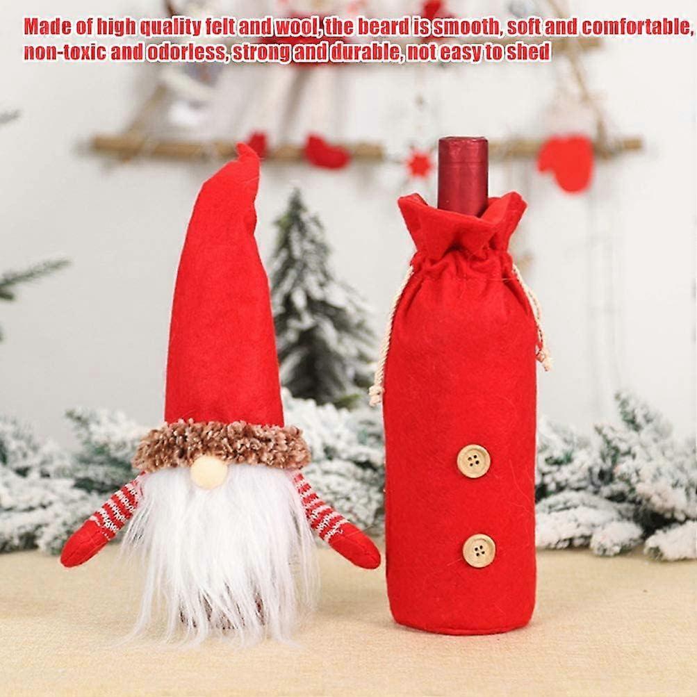 Pacote com 3 Tampas de Garrafa de Vinho de Natal, 3 Cores de Decorações para Garrafa de Vinho Sacos de Garrafa de Papai Noel com Cordão Decoração de Festa de Natal (27 x 13 cm)