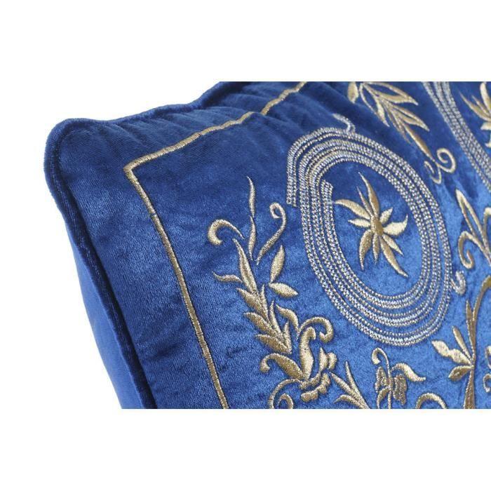 Coussin - DKD Home Decor - Bleu - Polyester Velours - 45x45 Cm - Fermeture Éclair