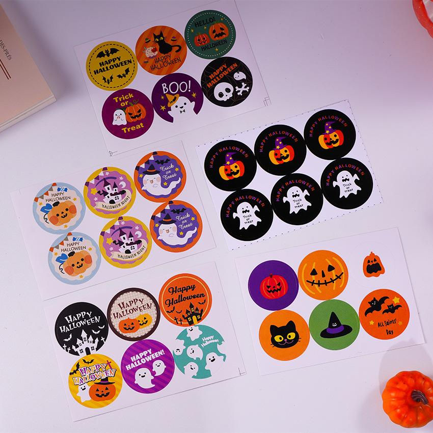 

Наклейки для украшения Хэллоуинской вечеринки, 5 шт. Жуткие этикетки для выпечки - Самоклеящиеся водонепроницаемые пломбы для торта и печенья 135x95MM