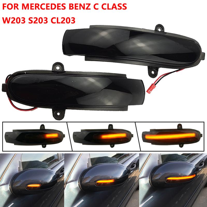 2PCS Dynamic Indicator Blinker Sequential For Mercedes Benz C W203 T-Modell S203 2000-2007 Turn Signal LED Side Mirror Light